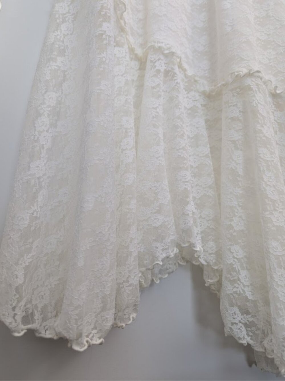 Ivory White Stretch Lace Midi Dress Adjustable Straps Romantic Lined Dress - Picture 8 of 16